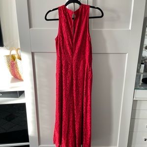 Anthropologie Lace Jumpsuit in Red